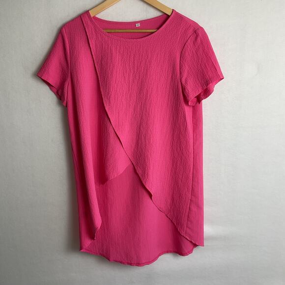 Shein Asymmetrical Matching Set Tunic and Shorts Pink Large - Picture 2 of 13